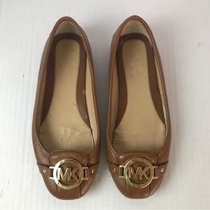 MK Michael Kors Brown Leather Fulton Logo Moccasins Sz 6M